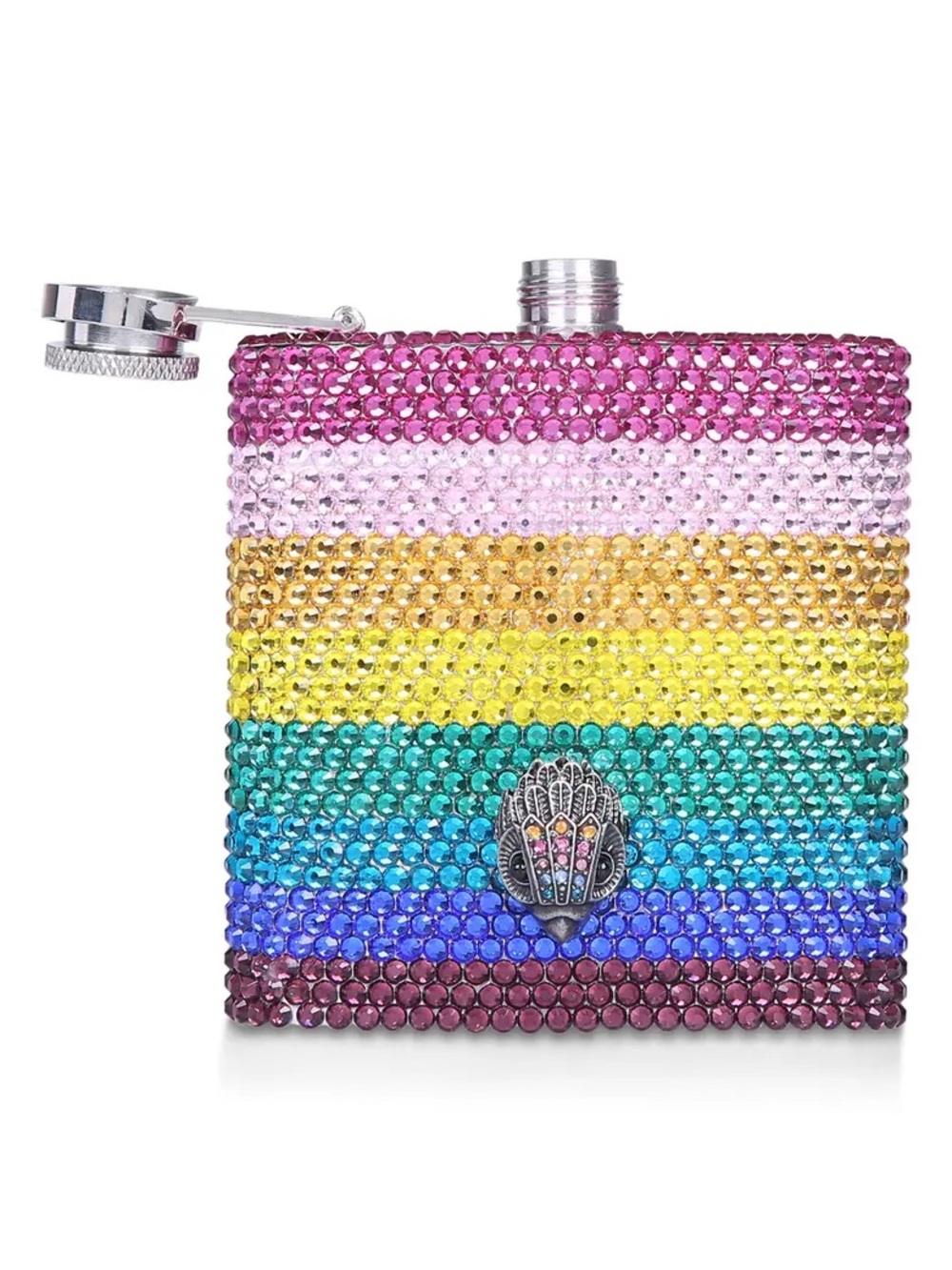 Kurt Geiger London Crystal Flask Rainbow Multicolor 6oz Stainless Steel Sold Out